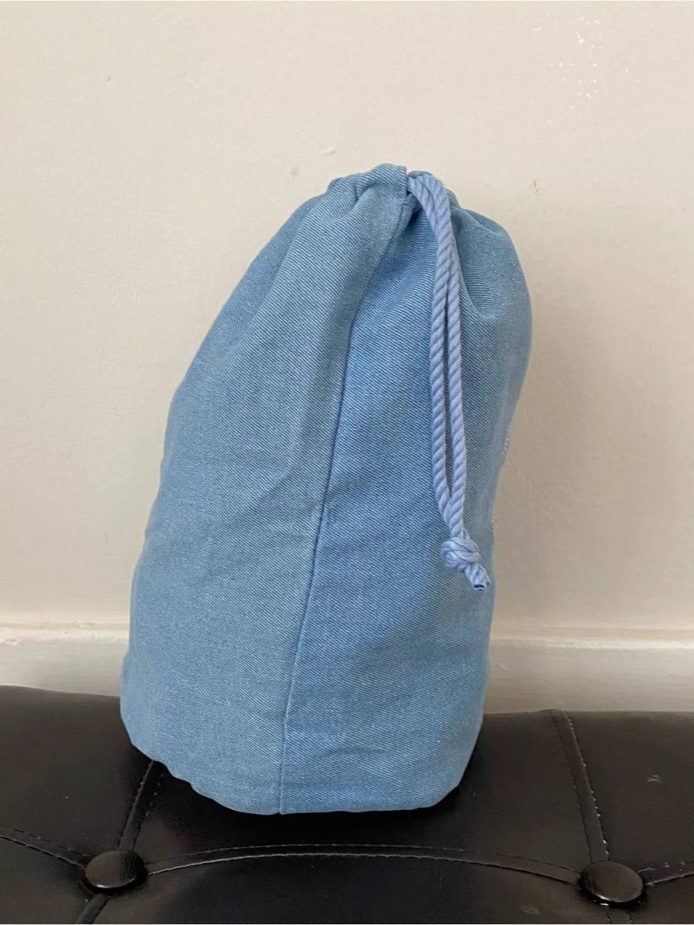 New Chanel Beauty GWP Light Blue Denim Drawstring Pouch Makeup Cosmetic Bag